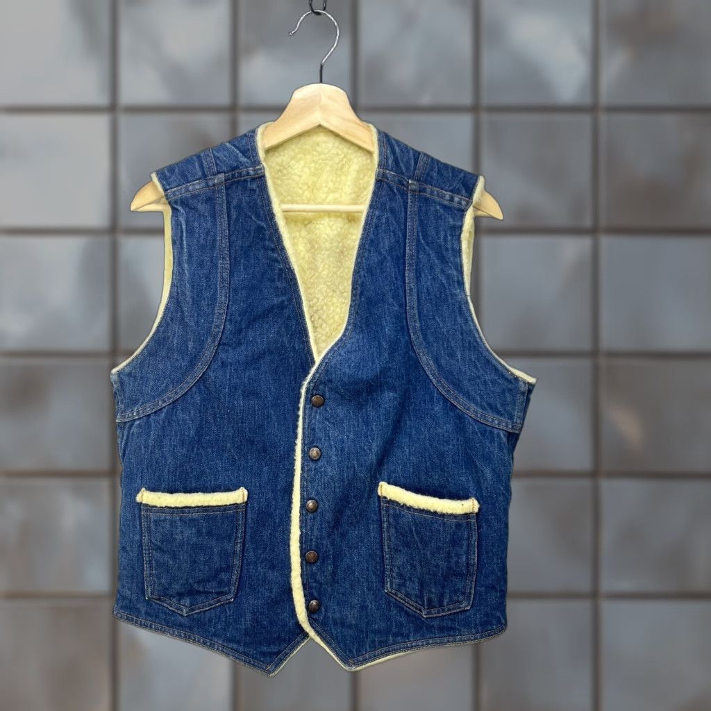 Vintage VINTAGE Big Smith Vest Denim Sherpa Lined Western Western Vest Men M Blue Size L fits mens Medium Size US M / EU 48-50 / 2 - 1 Thumbnail