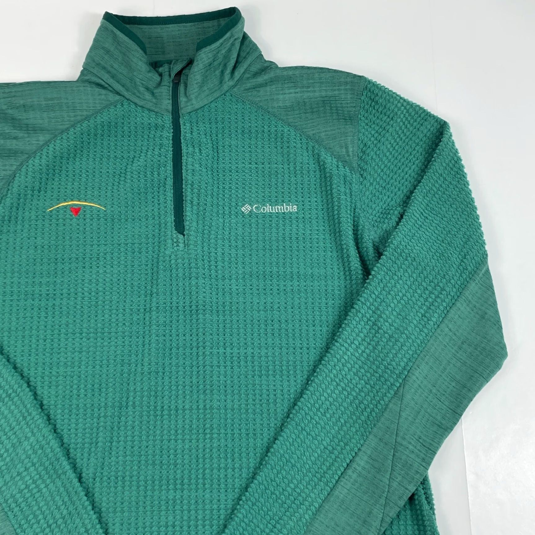 Vintage Columbia Jacket Men Large Green Grid Fleece 1/4 Zip Pullover Hiking Ski Outdoors Size US L / EU 52-54 / 3 - 3 Thumbnail