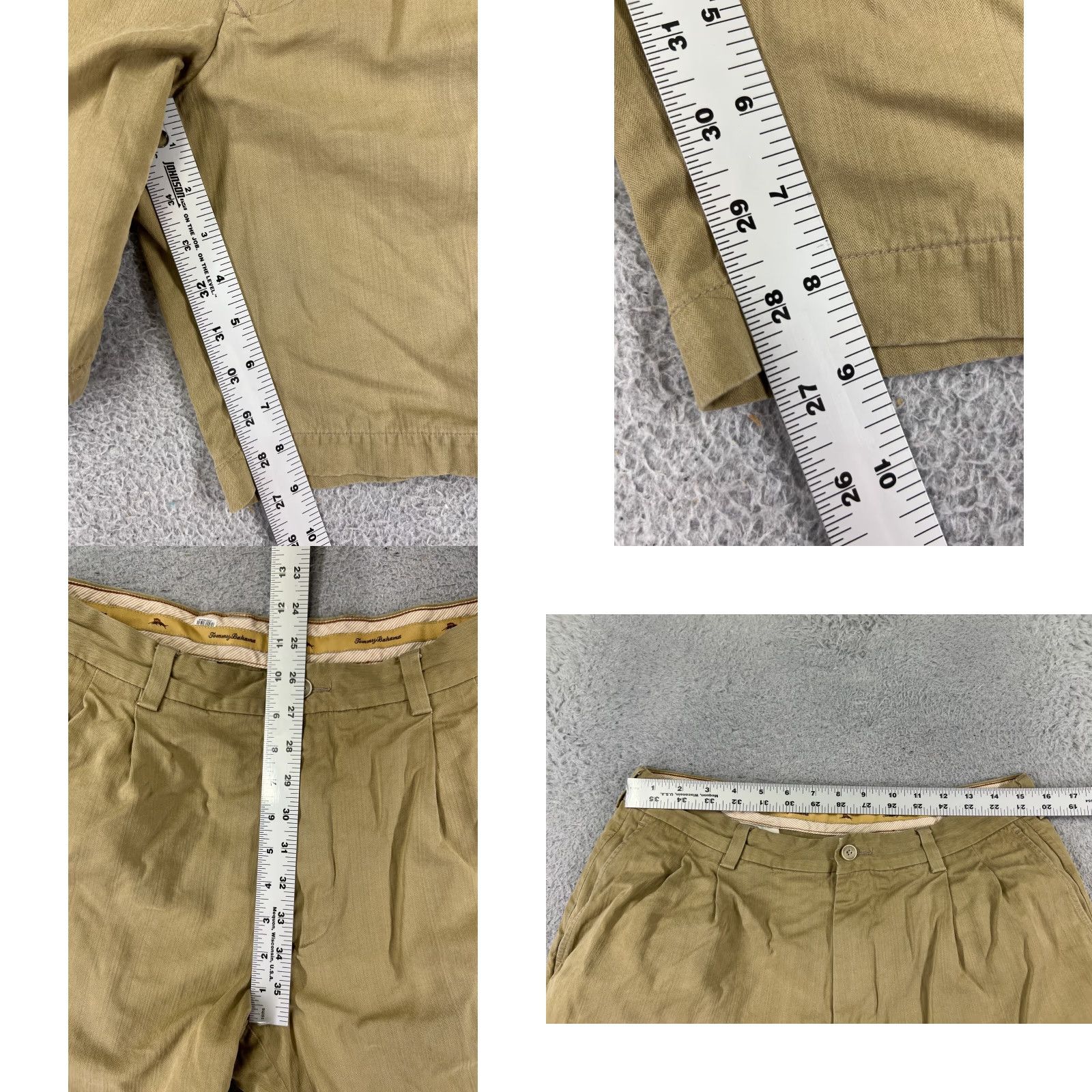 Tommy Bahama VINTAGE Tommy Bahama Shorts Mens 34 Beige Pleated Silk Bermuda Beach Resort 100% Silk Quick Dry Pockets Regular Mens Size US 33 - 8 Thumbnail