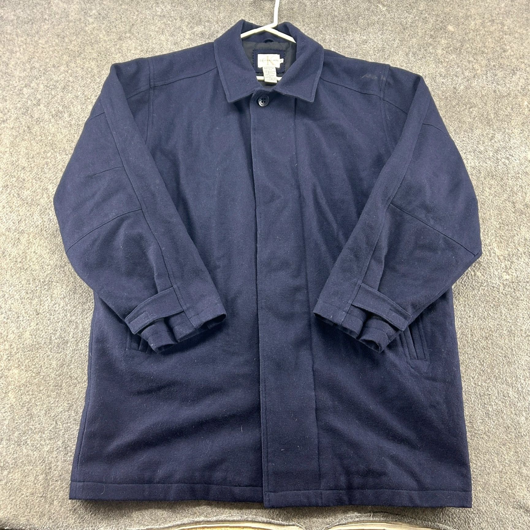 Calvin Klein VINTAGE Calvin Klein Coat Mens XL Blue Navy Wool Full Zip Lined Overcoat 90s Size US XL / EU 56 / 4 - 2 Thumbnail