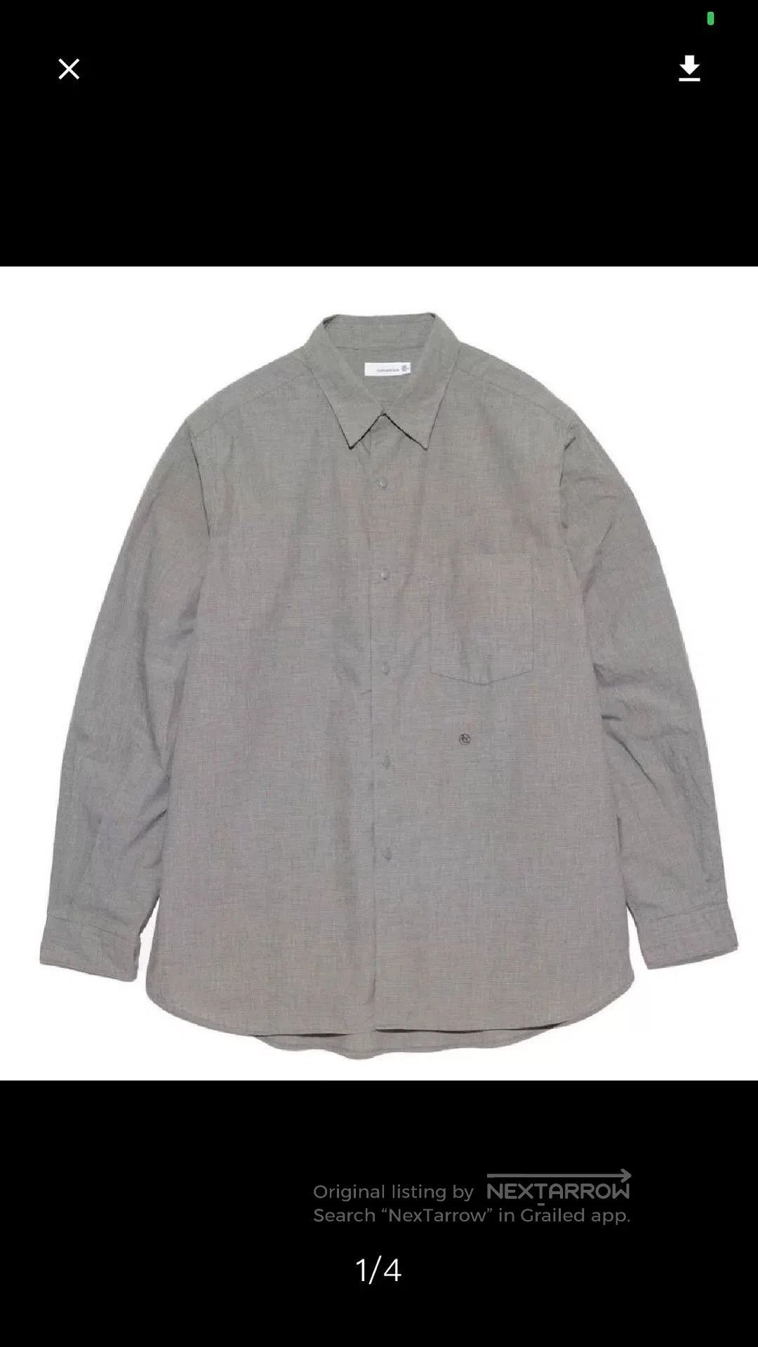 Nanamica Minimalist Gray Button. Size US S / EU 44-46 / 1 - 2 Thumbnail