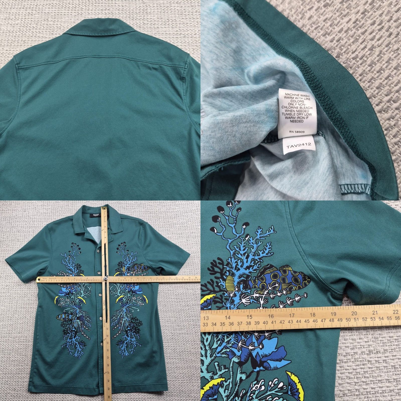 Murano Murano Button Up Shirt Mens L Green Tropical Graphic Short Sleeve Casual Size US L / EU 52-54 / 3 - 8 Thumbnail