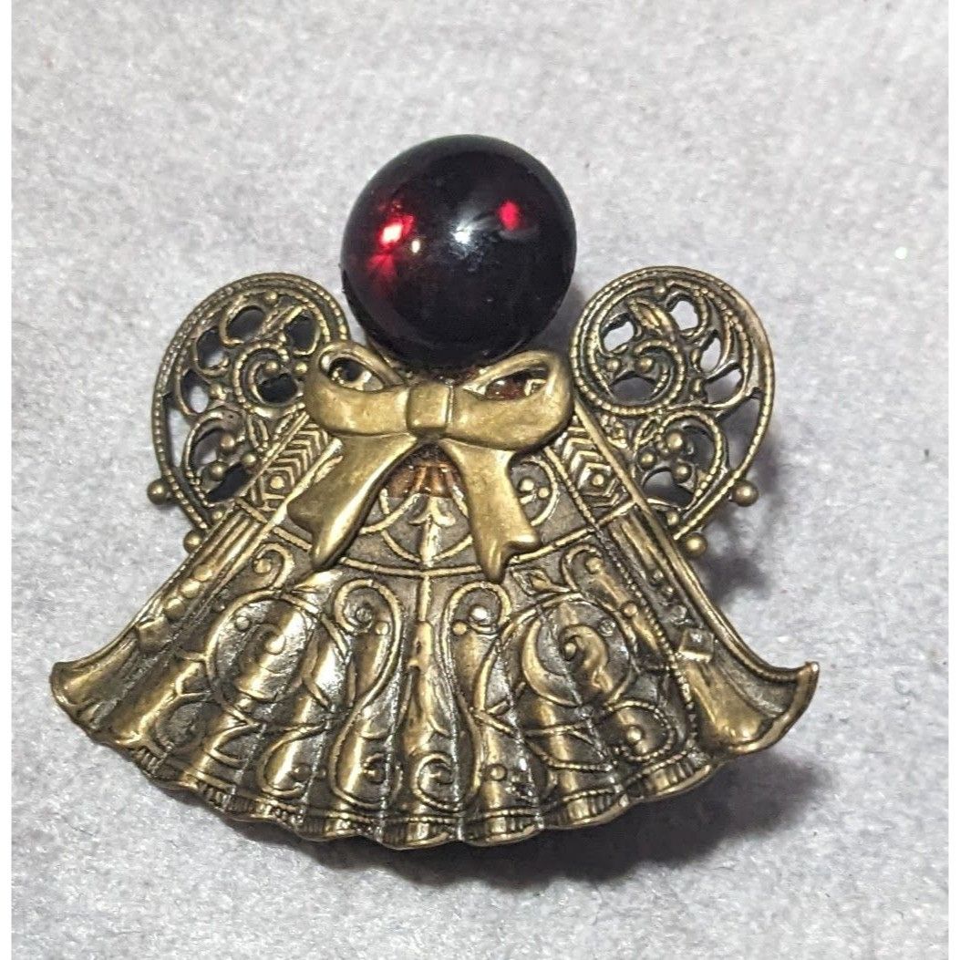 Other Vintage Red And Gold Ornate Angel Brooch Size ONE SIZE - 4 Thumbnail