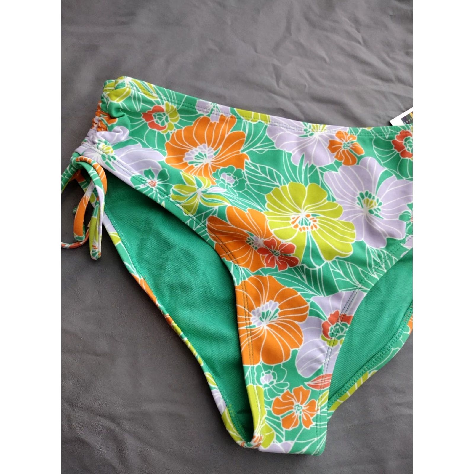 Vintage Time and Tru M Floral String Bikini Tie Side Bottom Swimwear Green Size 32" / US 10 / IT 46 - 3 Thumbnail