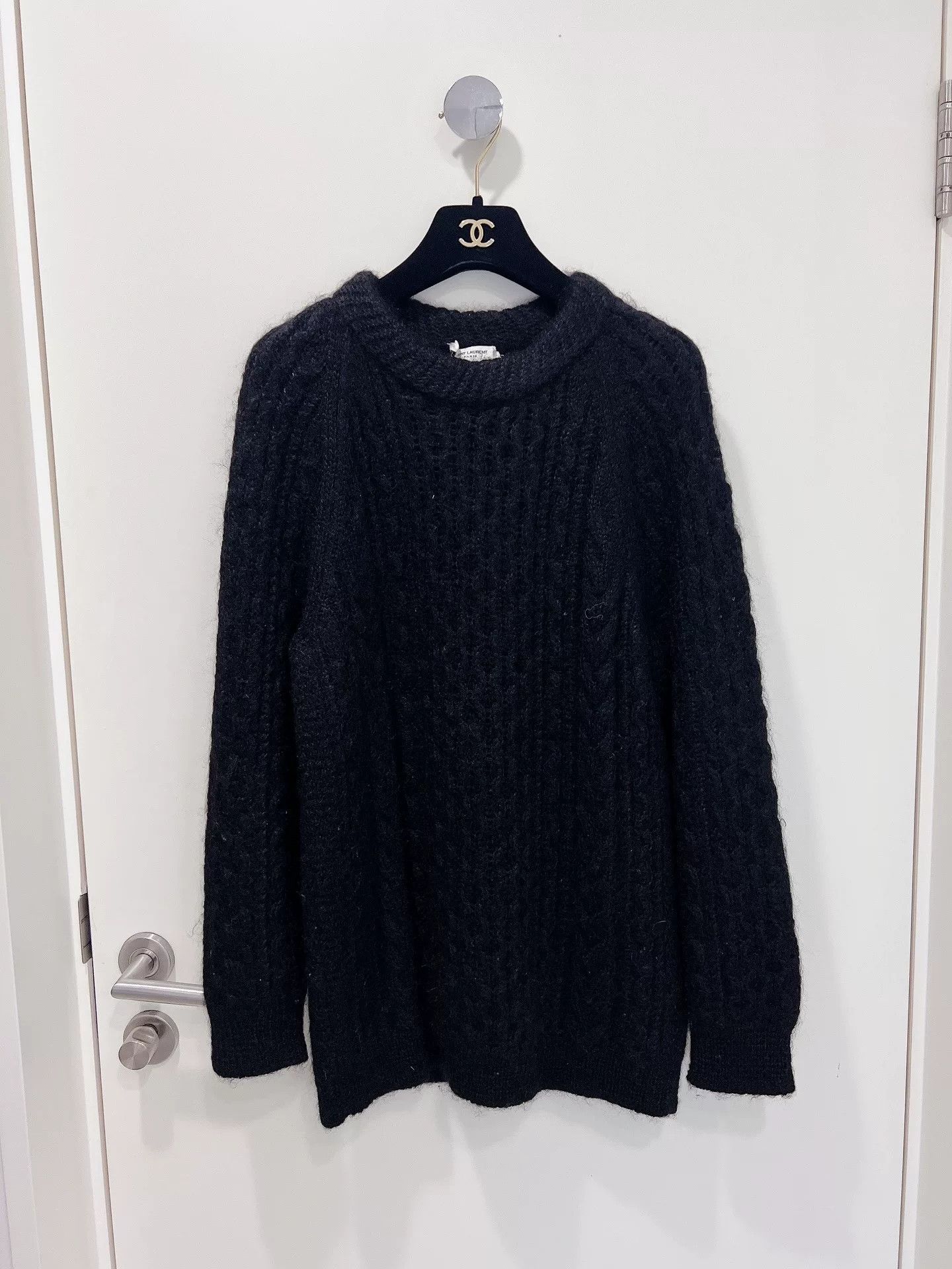 Saint Laurent Paris Saint Laurent Black Cable-Knit Sweater Size M / US 6-8 / IT 42-44 - 1 Thumbnail