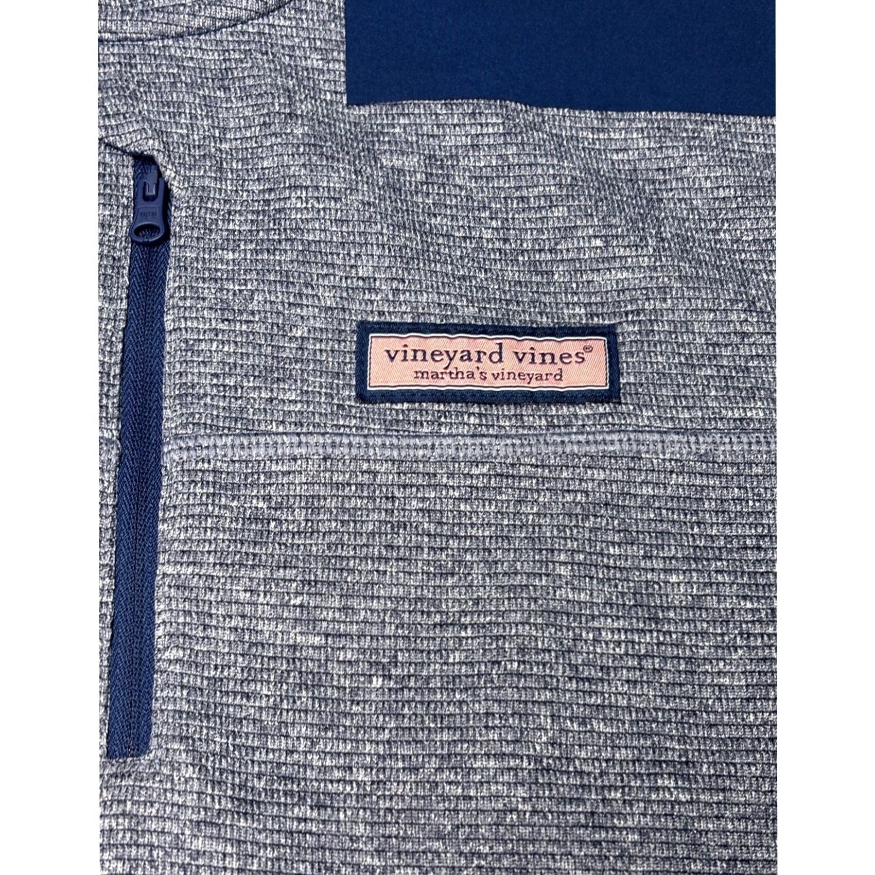 Vineyard Vines Vineyard Vines Performance Mens M Blue Heathered Quarter Zip Pullover Jacket Size US M / EU 48-50 / 2 - 2 Thumbnail