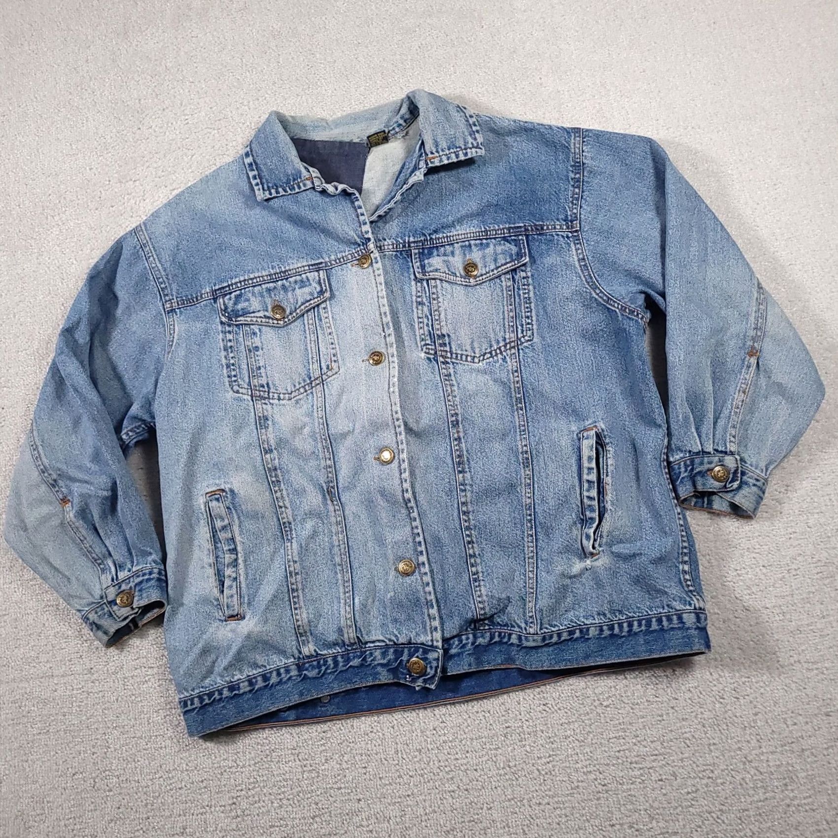 Denime VINTAGE Hunt Club Jean Jacket Women's Large Flap Pockets Denim Outdoor Farm FLAW Jacket, Blue, 90s, Casual, Travel, Denim, Women, L Size 36" / US 14 / IT 50 - 2 Thumbnail