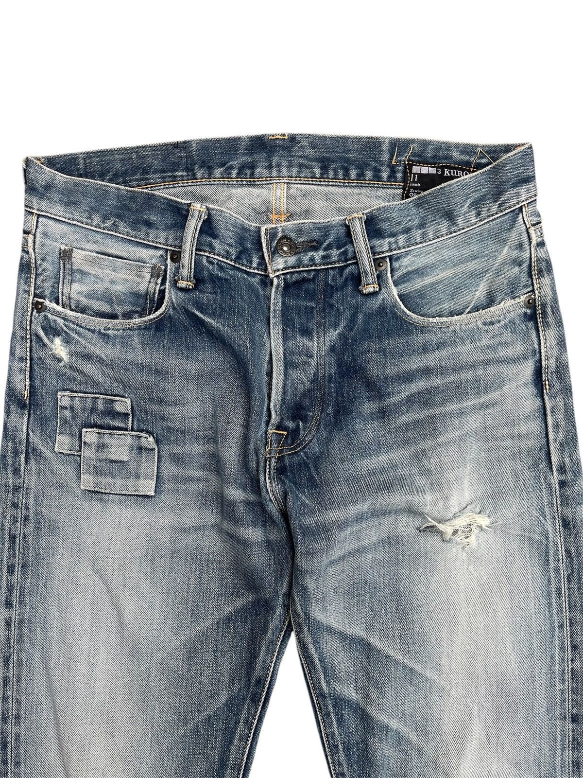 KURO Kuro Graphite Selvedge Denim Jeans Distressed & Patchwork Size US 31 - 4 Thumbnail