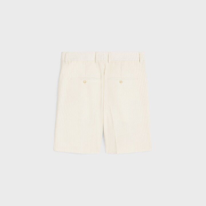 Celine os11x0526 Triple-pleated Masculin Short in Ivoire/Noir Size 24" / US 00 / IT 34 - 2 Thumbnail