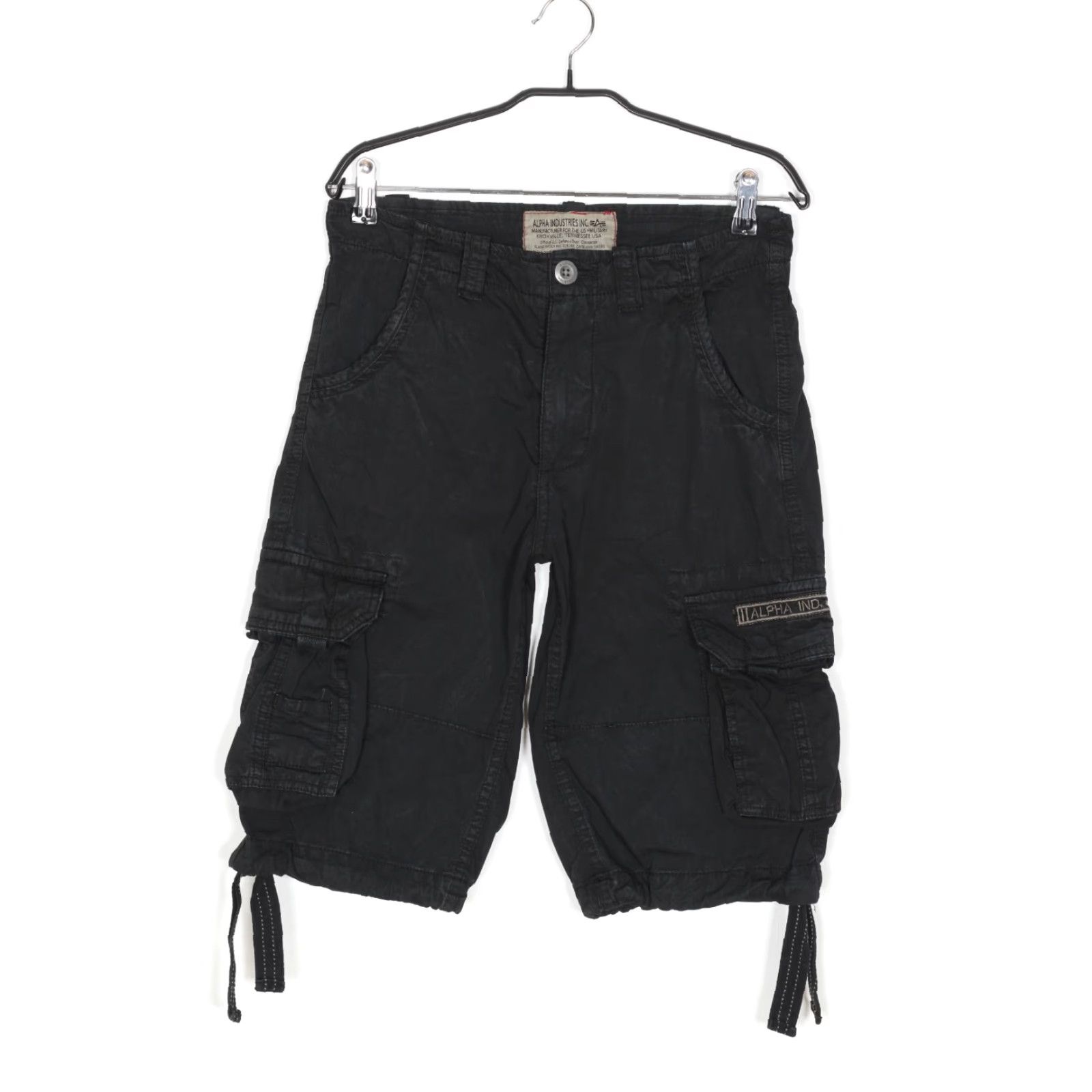 Alpha Industries VINTAGE ALPHA INDUSTRIES Cargo Shorts Men Size W30 DZ7054 Black Cargo Shorts Men 30 Inseam 13" Waist 30" Black Mens Size US 30 / EU 46 - 2 Thumbnail