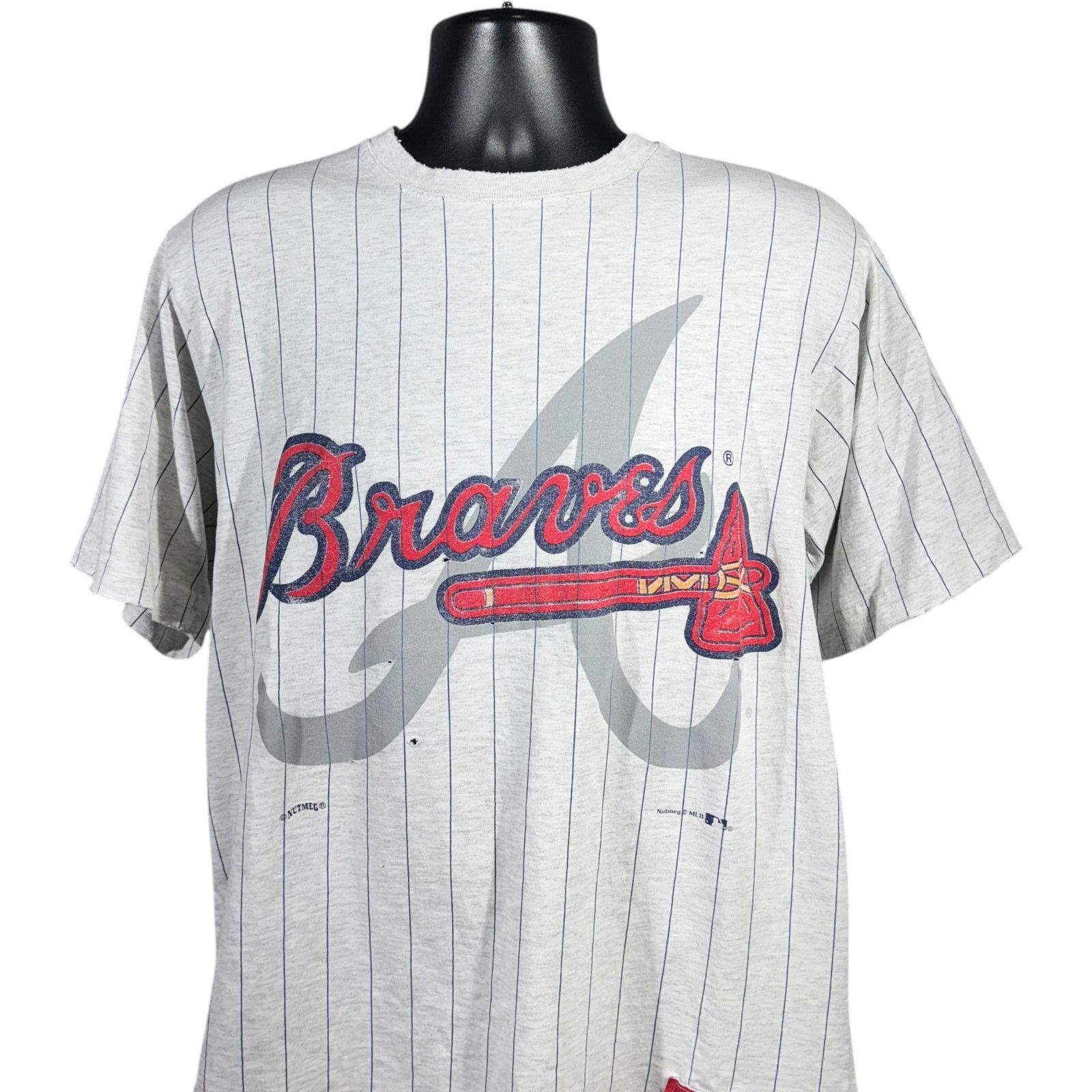 Nutmeg Vintage Nutmeg Atlanta Braves Pin Striped MLB Tee 90s Size US M / EU 48-50 / 2 - 2 Thumbnail