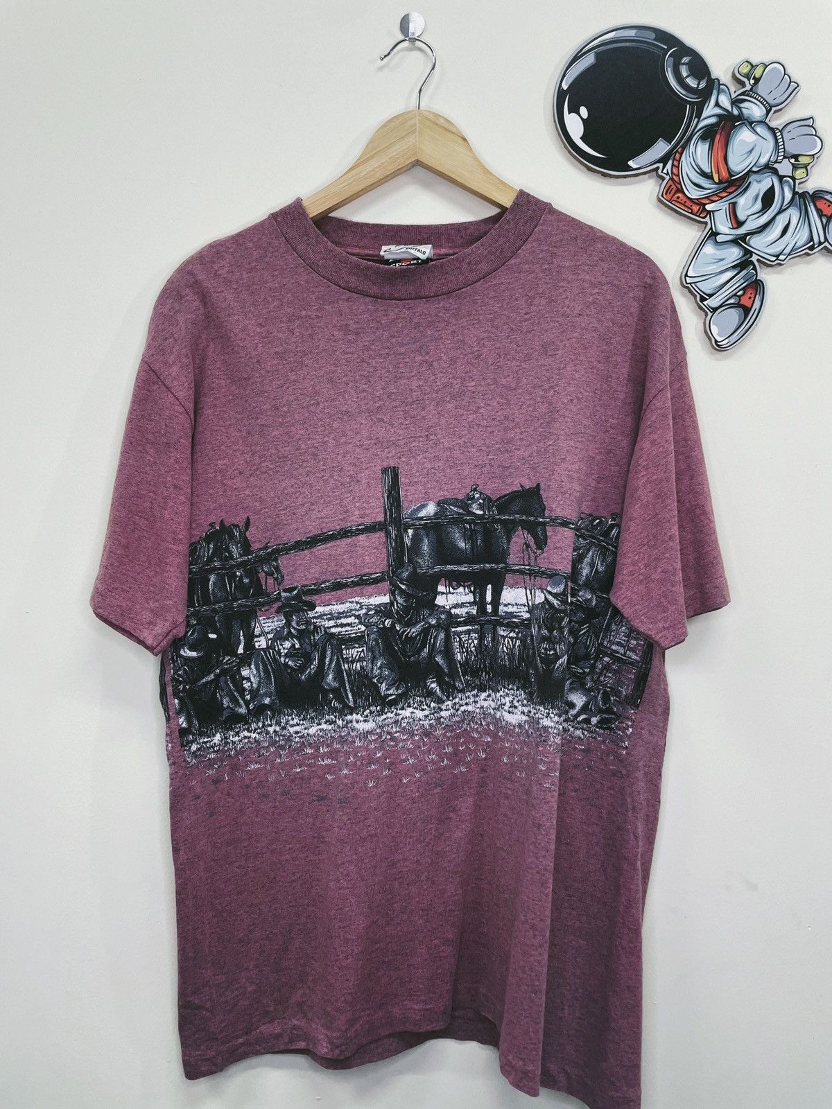 Buffalo David Bitton × Buffalo London × Vintage BUFFALO - VINTAGE COWBOY AND HORSES WRAP MACHINE Size US L / EU 52-54 / 3 - 1 Thumbnail