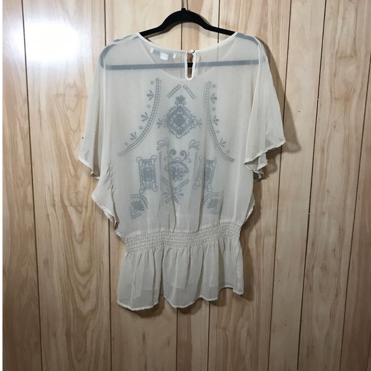 Forever 21 Forever 21 Embroidered Sheer Scoop Neck Wing Sleeve Top M Size M / US 6-8 / IT 42-44 - 2 Thumbnail