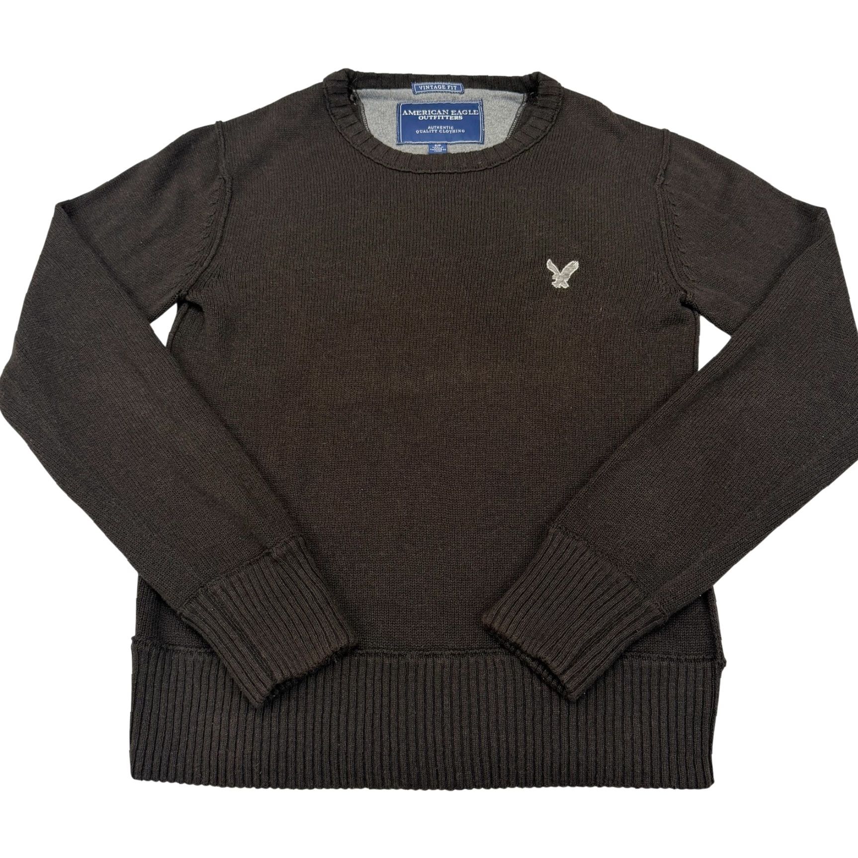 American Eagle Outfitters American Eagle Outfitters Sweater Mens Small Brown Crewneck Logo Knit Pullover Size US S / EU 44-46 / 1 - 2 Thumbnail