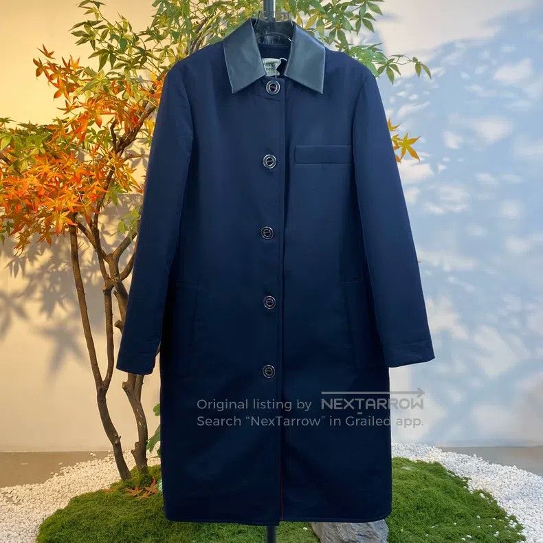 Hermes Hermes Wool Coat with Leather Collar Size XXS / US 00 / IT 34 - 1 Thumbnail