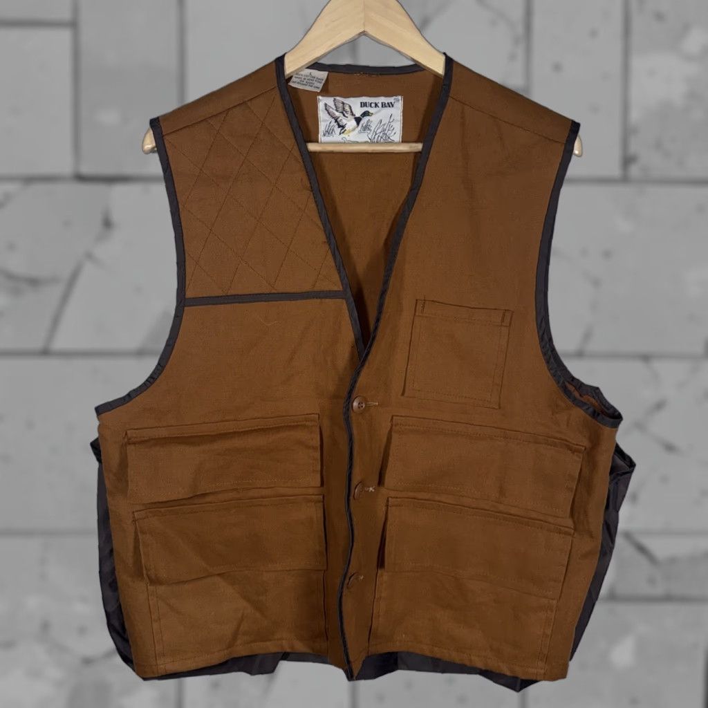 Vintage VTG Duck Bay Brown Button Up Vest Mens Size L Cotton Military Jacket Style Size US L / EU 52-54 / 3 - 1 Thumbnail