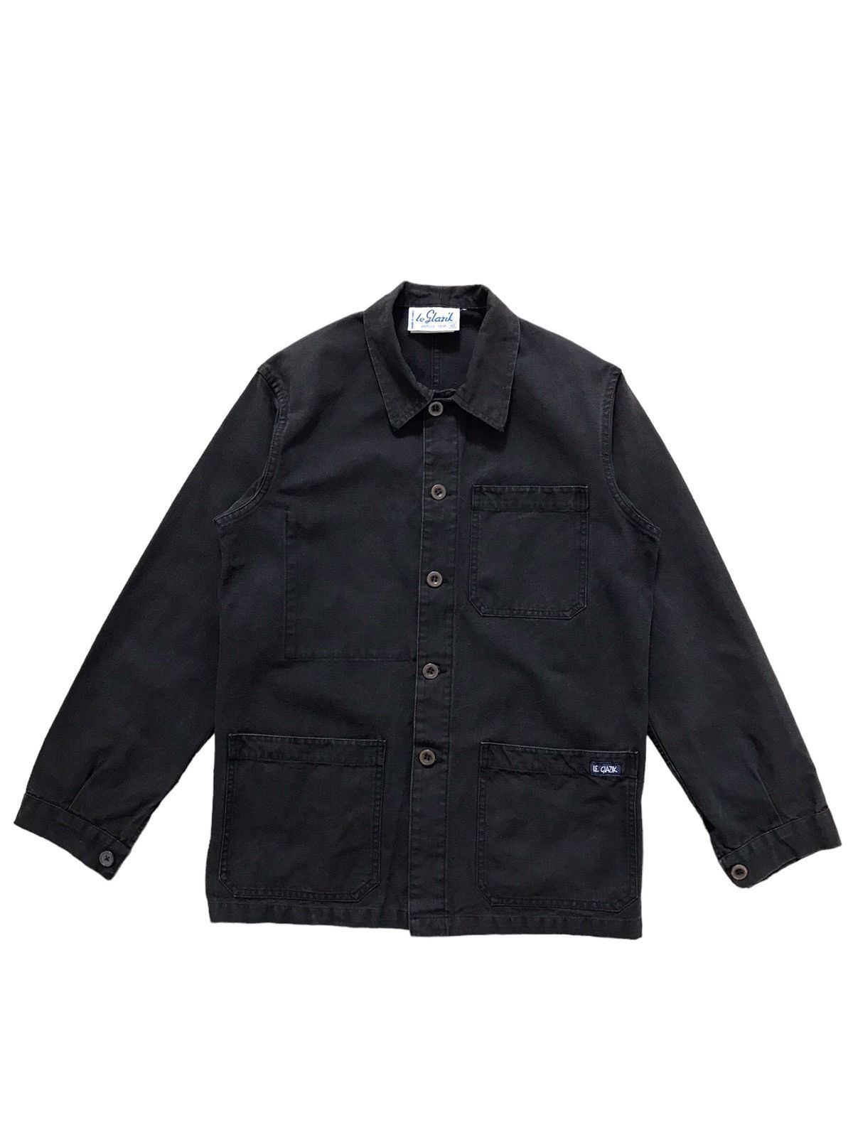 image of Avant Garde Maison Le Glazik Sailor French Work Canvas Jacket in Black, Men's (Size Small)
