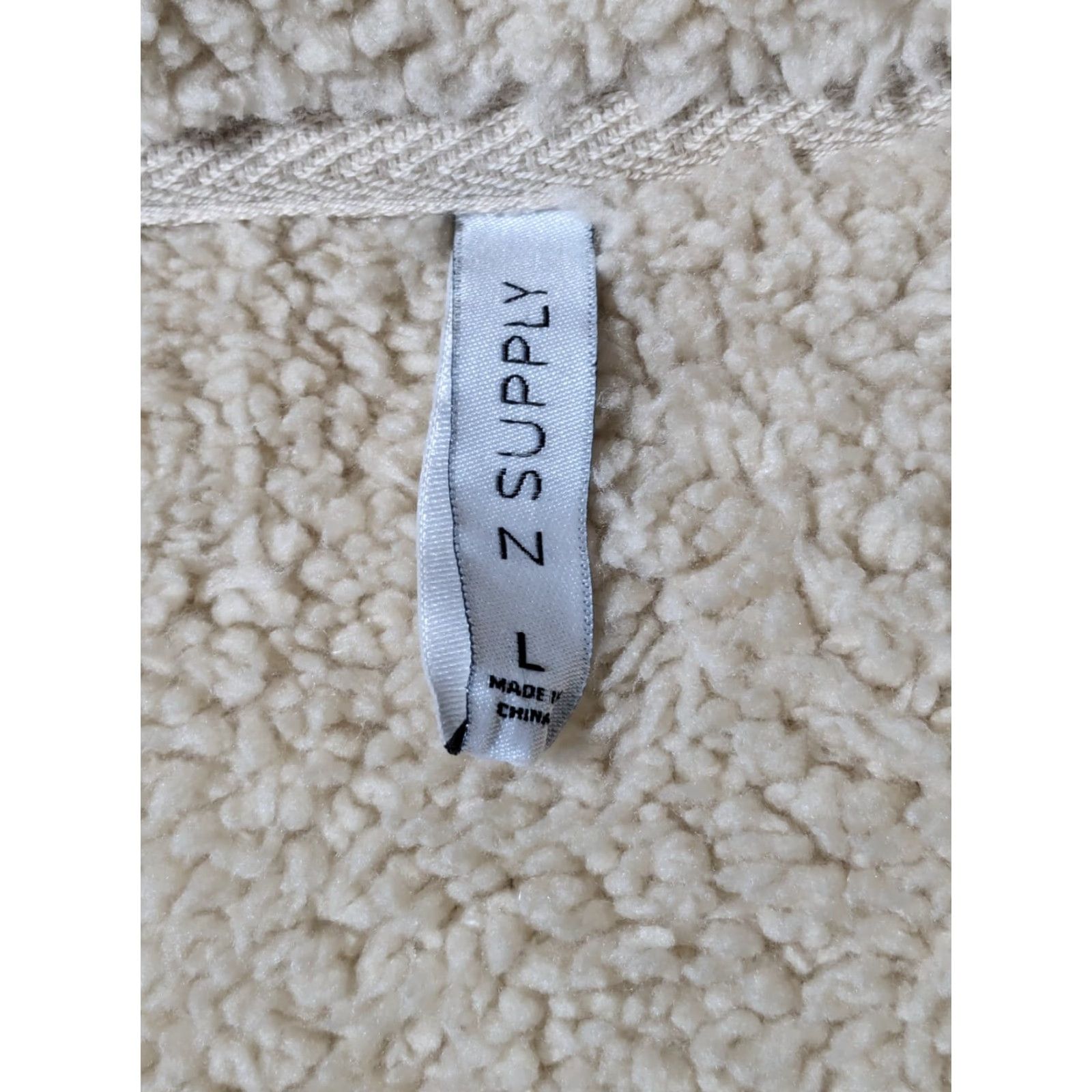 Z Supply Z SUPPLY The Sherpa Moto Women L Sandshell Asymmetrical Zip Jacket, Beige, Regular, Fleece, Zip, Lined, Casual, Travel, 16505 Size L / US 10 / IT 46 - 7 Thumbnail