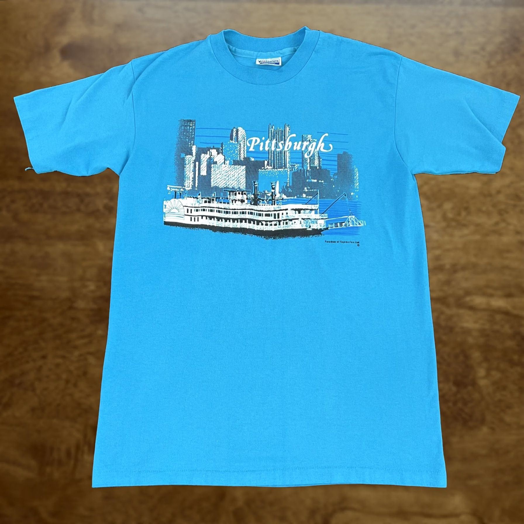 Hanes VINTAGE Hanes Pittsburgh Shirt Mens Medium Blue Riverboat Skyline Tee T-Shirt Size US M / EU 48-50 / 2 - 1 Thumbnail