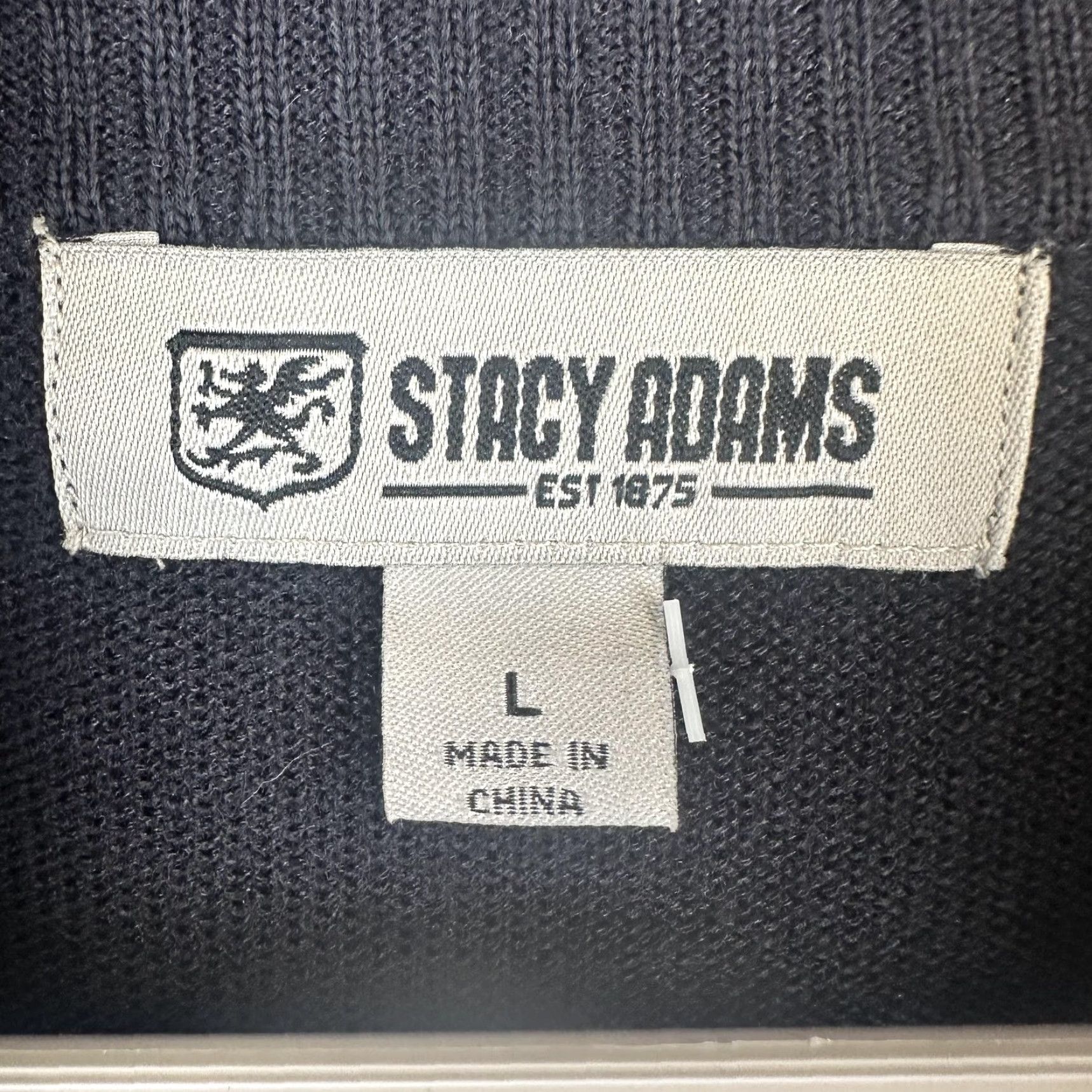 Stacy Adams Stacy Adams Sweater Mens Large Black Geometric Knit Half Zip Mock Neck Pullover - 1/4 Zip, All Seasons Size US L / EU 52-54 / 3 - 5 Thumbnail