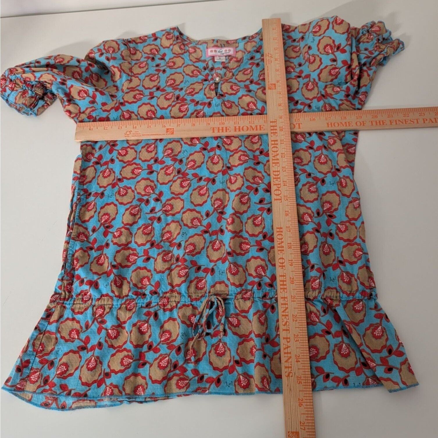 Designer Koi Floral Scrub Top Womens Size Small Blue Cotton Size S / US 4 / IT 40 - 9 Thumbnail