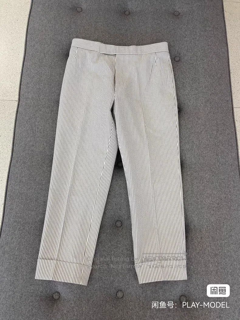 Thom Browne Thom Browne size 3 Seersucker Trousers, Classic Blue and Wh Size 38S - 2 Thumbnail