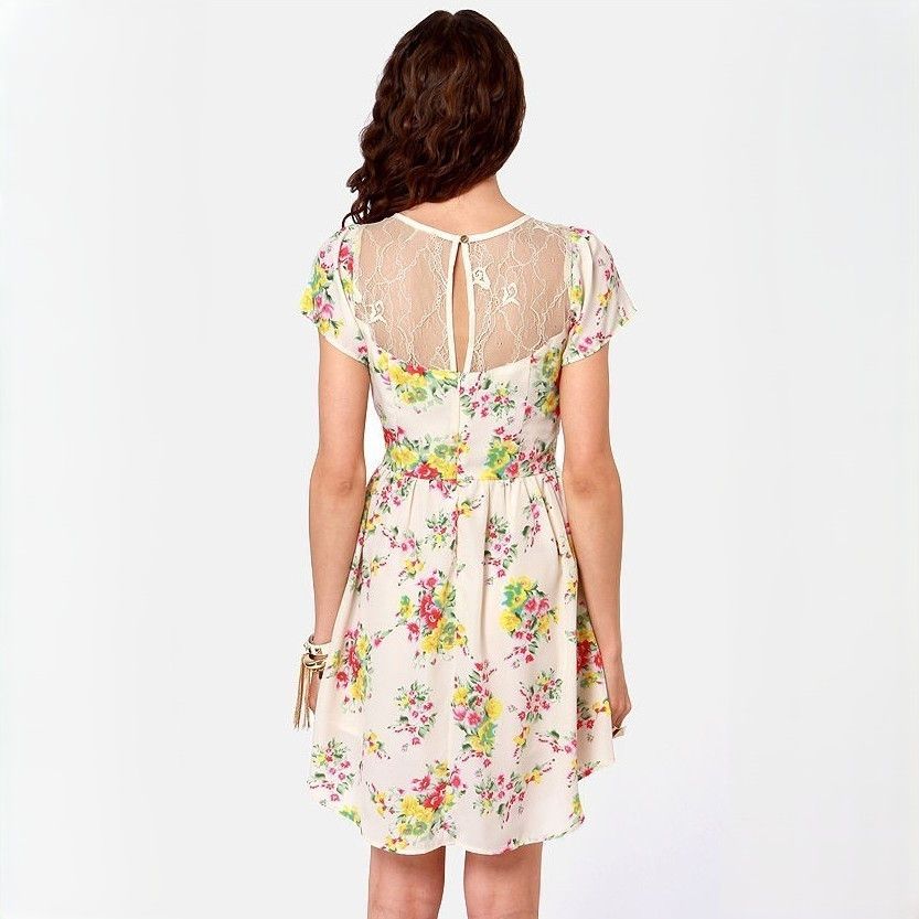Other Under Skies Bloom for Improvement Cream Floral Print Dress Size M / US 6-8 / IT 42-44 - 4 Thumbnail