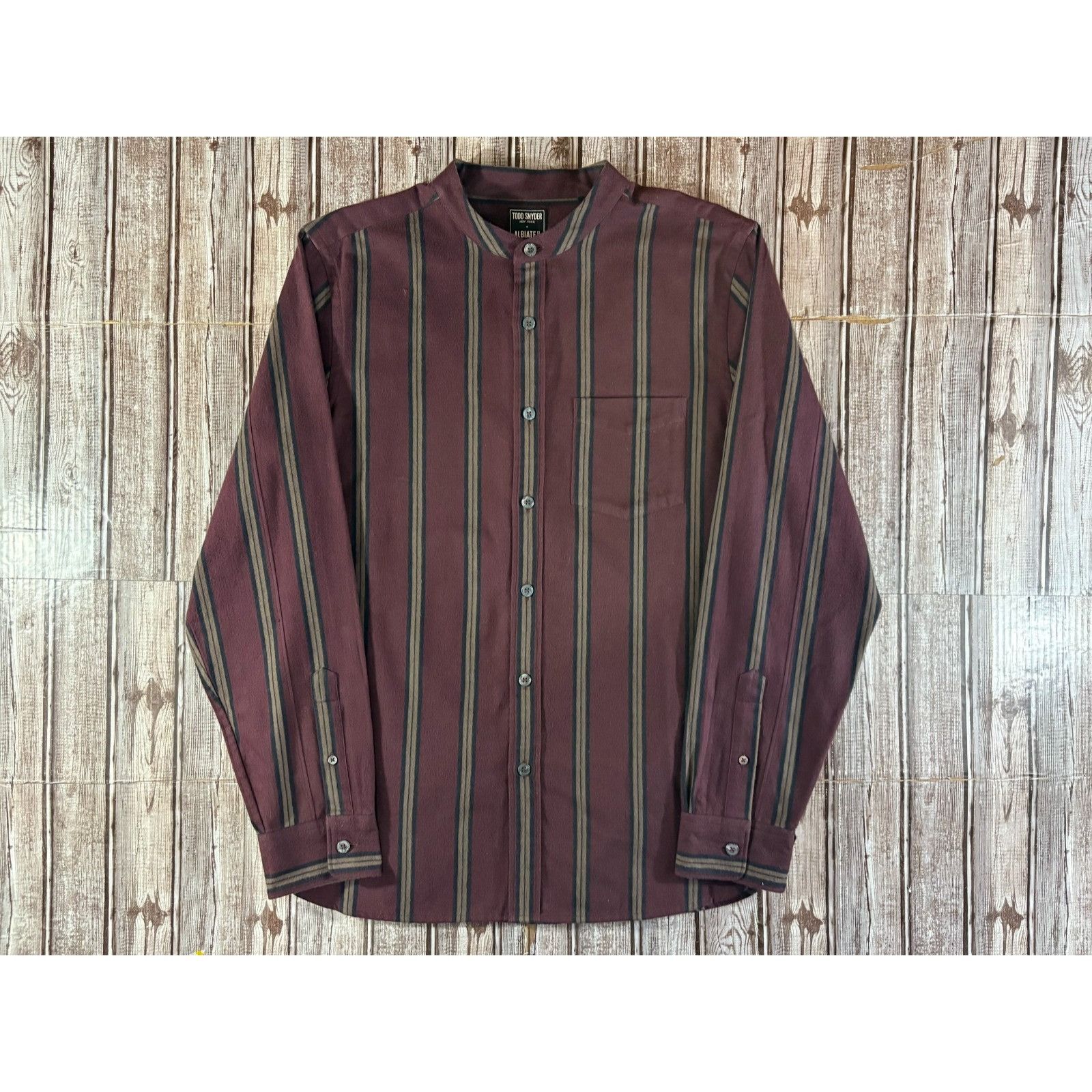 Todd Snyder Todd Snyder X Albiate flannel striped band collarShirt sz M Size US M / EU 48-50 / 2 - 1 Thumbnail