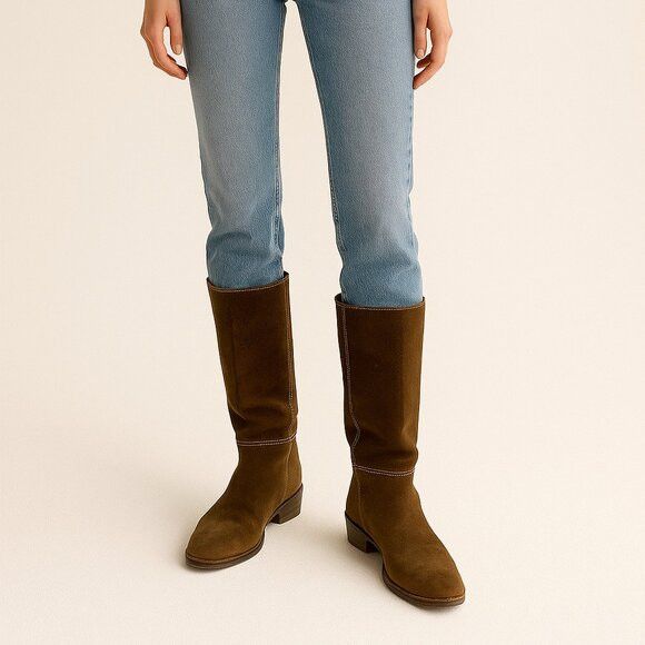 Other Markee Italy Distressed Brown Leather Knee-High Boots Size 7 Size US 7 / IT 37 - 1 Thumbnail