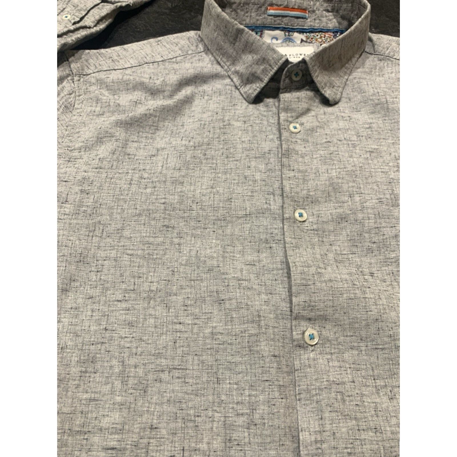 Denime DENIM & FLOWER Long Sleeve Button-Up Shirt Gray Large Floral Mens Size US L / EU 52-54 / 3 - 4 Thumbnail
