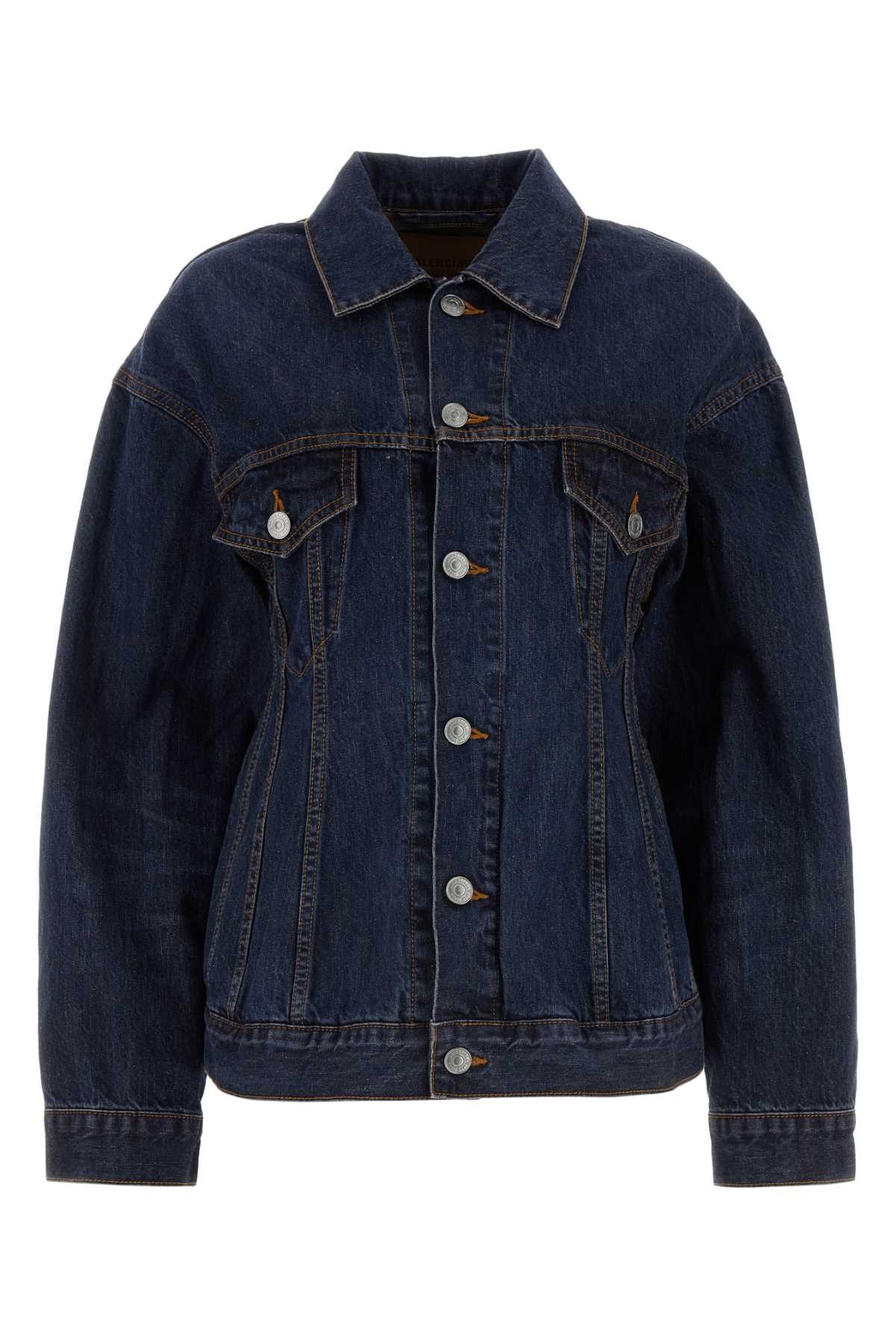 Balenciaga Dark Blue Denim Hourglass Jacket Size XS / US 0-2 / IT 36-38 - 1 Thumbnail