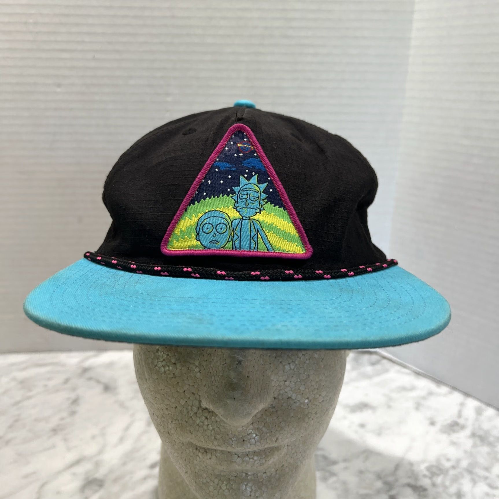 Vintage VINTAGE Rick & Morty Snapback Baseball Hat Unisex Adults One Size Black Aqua Character Patch Size ONE SIZE - 2 Thumbnail