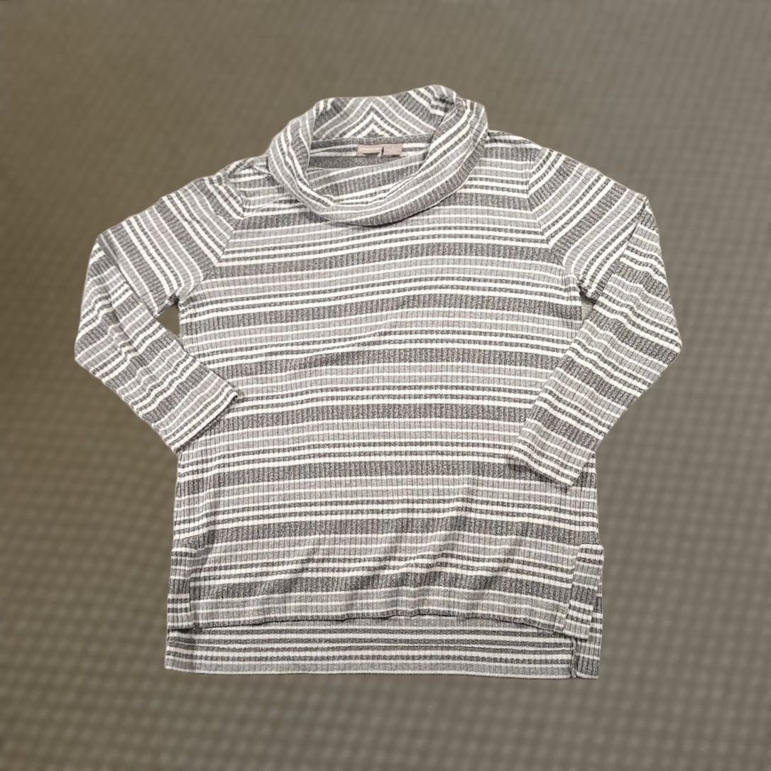 Vintage Chico's Zenergy Women's Striped Cowl-Neck Top Grey Size M Medium Stretch Shirt Womens Size M / US 6-8 / IT 42-44 - 1 Thumbnail