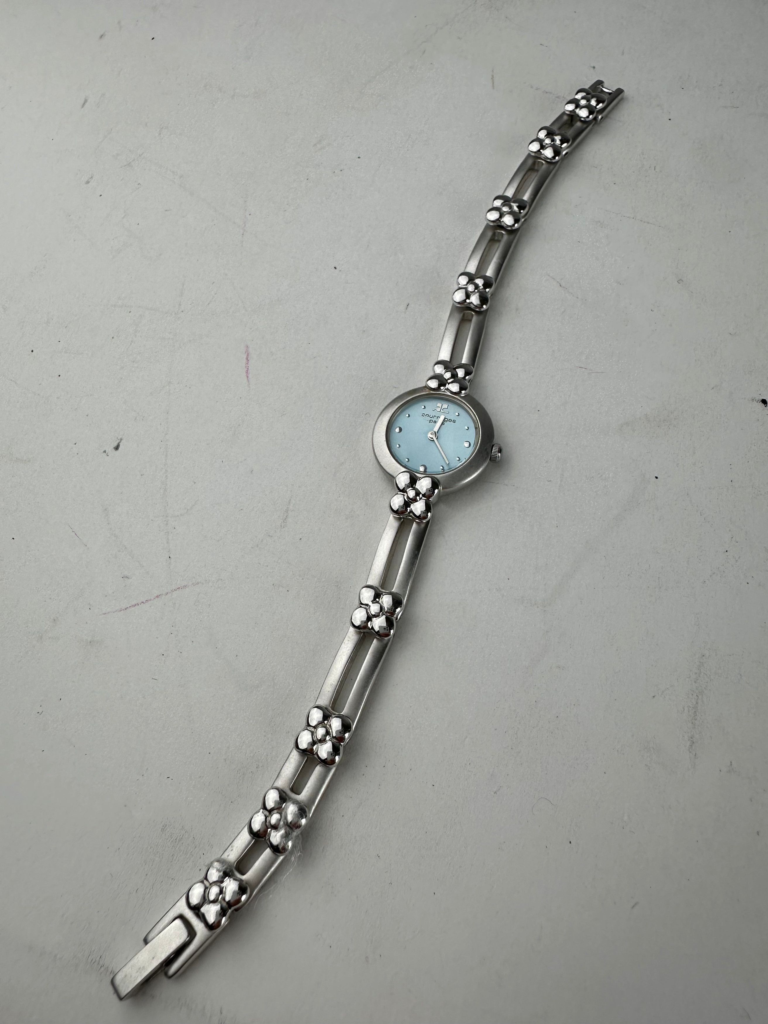 Courreges Vintage Quartz Steel Watch Silver Turquoise Size ONE SIZE - 1 Thumbnail