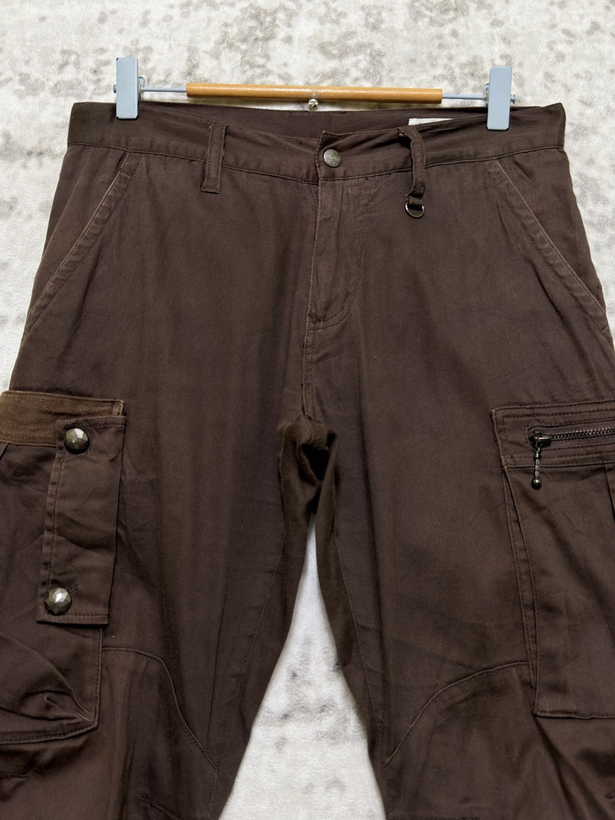 Japanese Brand Vintage Semantic Design Bondage Cargo Pants Brown Flared Y2K Size US 30 / EU 46 - 3 Thumbnail