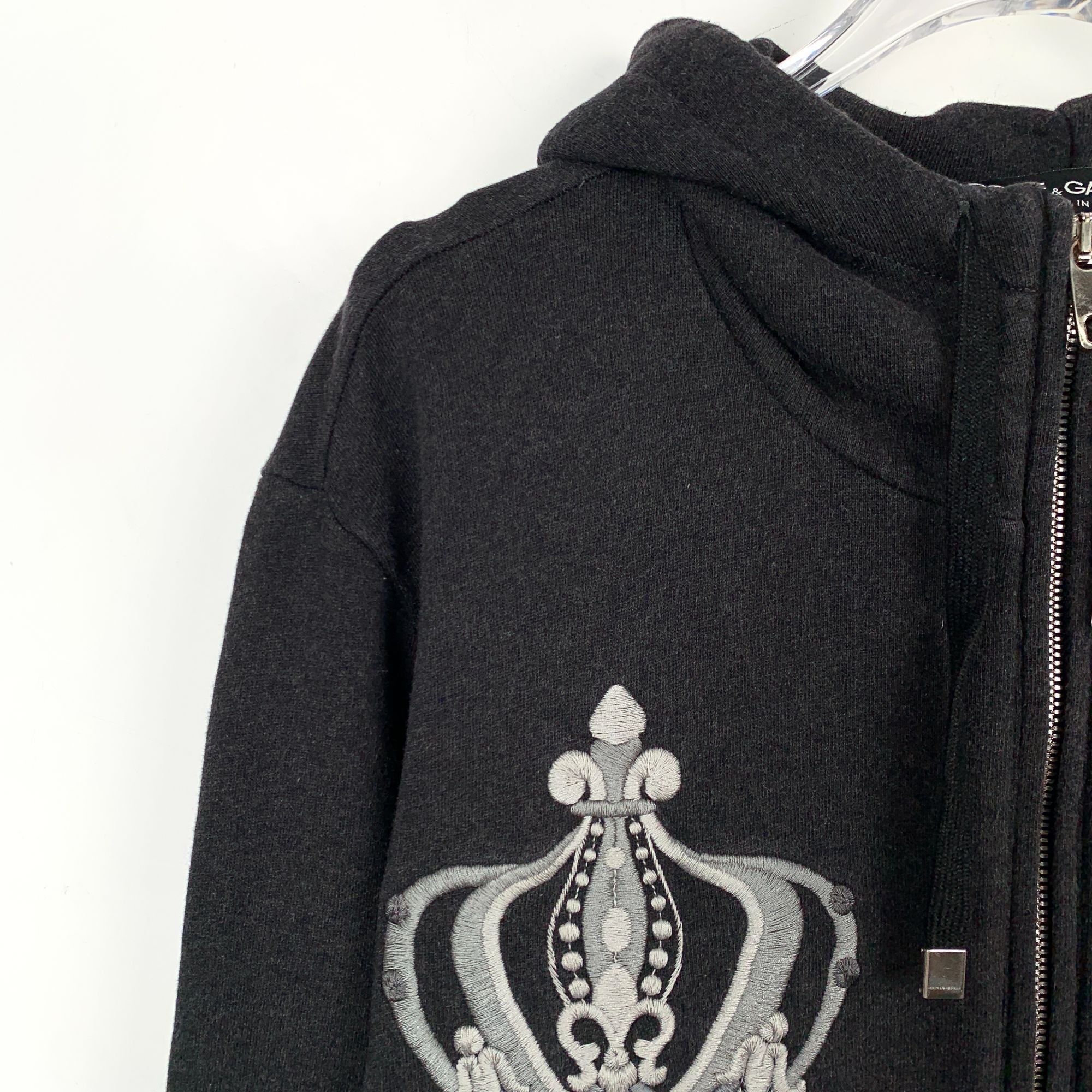 Dolce & Gabbana DOLCE & GABBANA Mens Black Cotton Crown Embroidered Zip-Up H Size US S / EU 44-46 / 1 - 6 Thumbnail