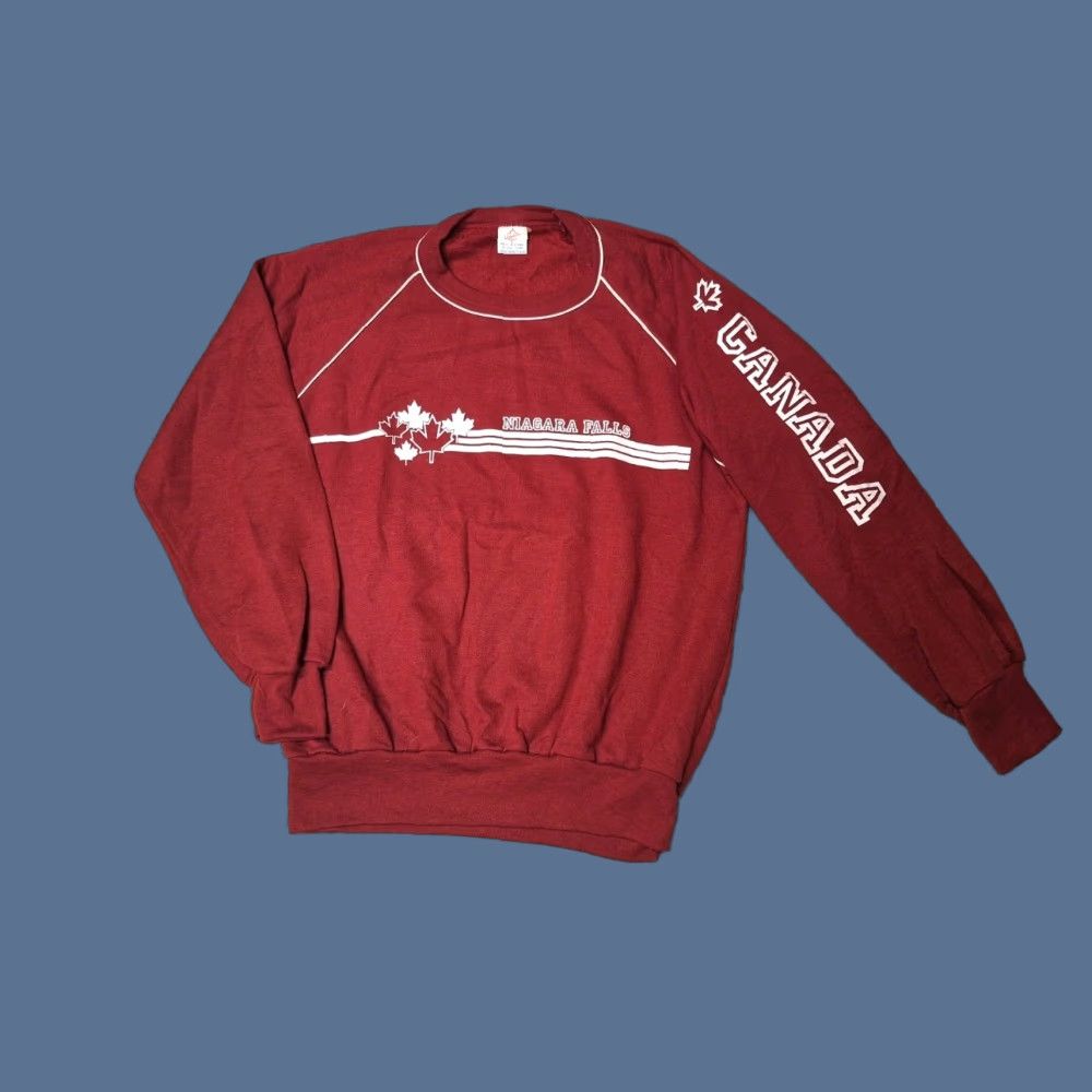 Etro VINTAGE Niagara Falls Canada Nature Crewneck Sweatshirt M Burgundy 80s Pullover Men Shirt Sweatshirt Vintage 80s Canada Nature M Burgundy Mens Size US M / EU 48-50 / 2 - 1 Thumbnail