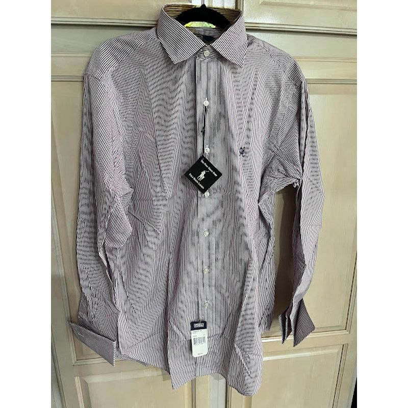 Polo Ralph Lauren VTG New 80s Polo Ralph Lauren Shirt Purple White Stripe Size US L / EU 52-54 / 3 - 1 Thumbnail