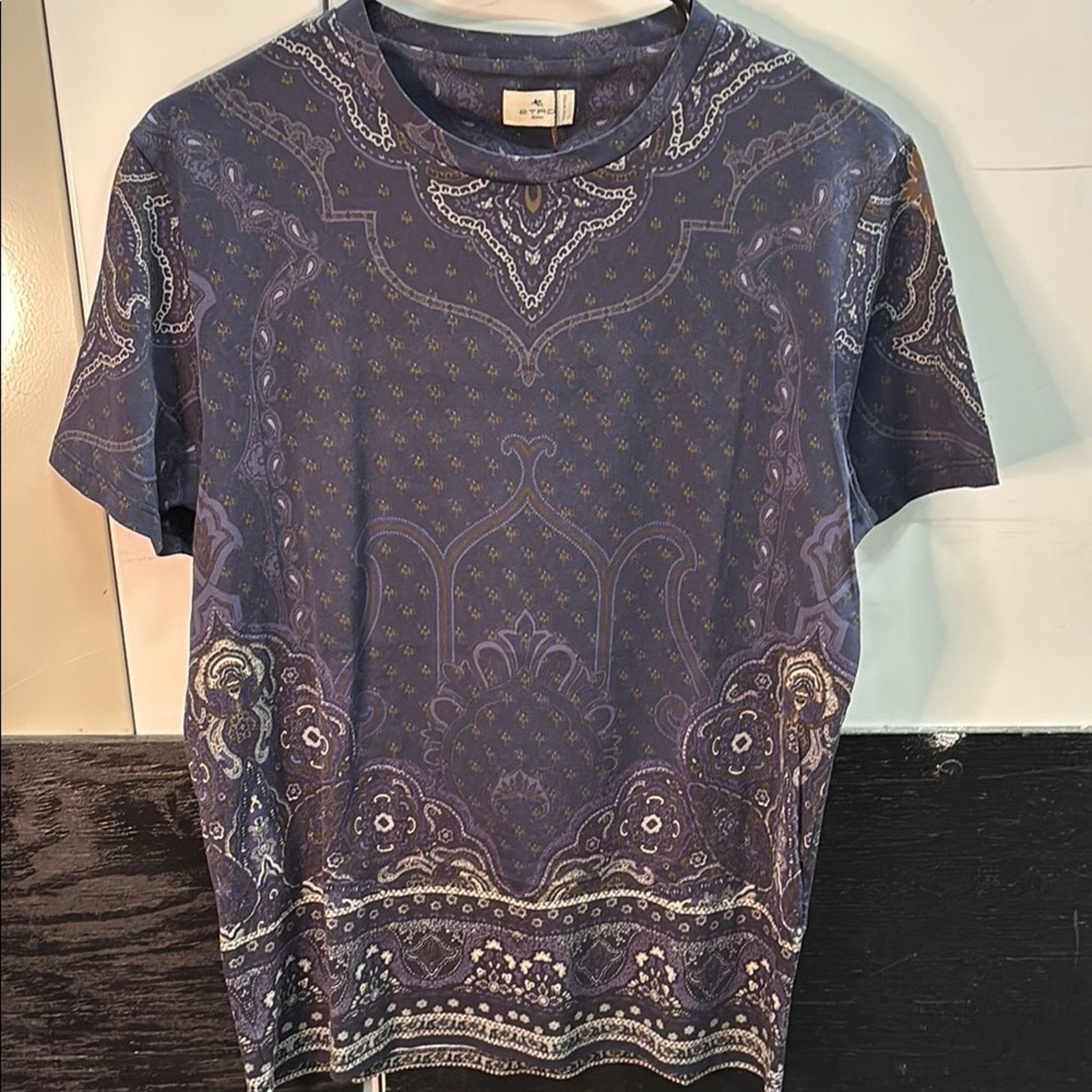 NWT Etro Blue and Purple Paisley Shirt Top Size S