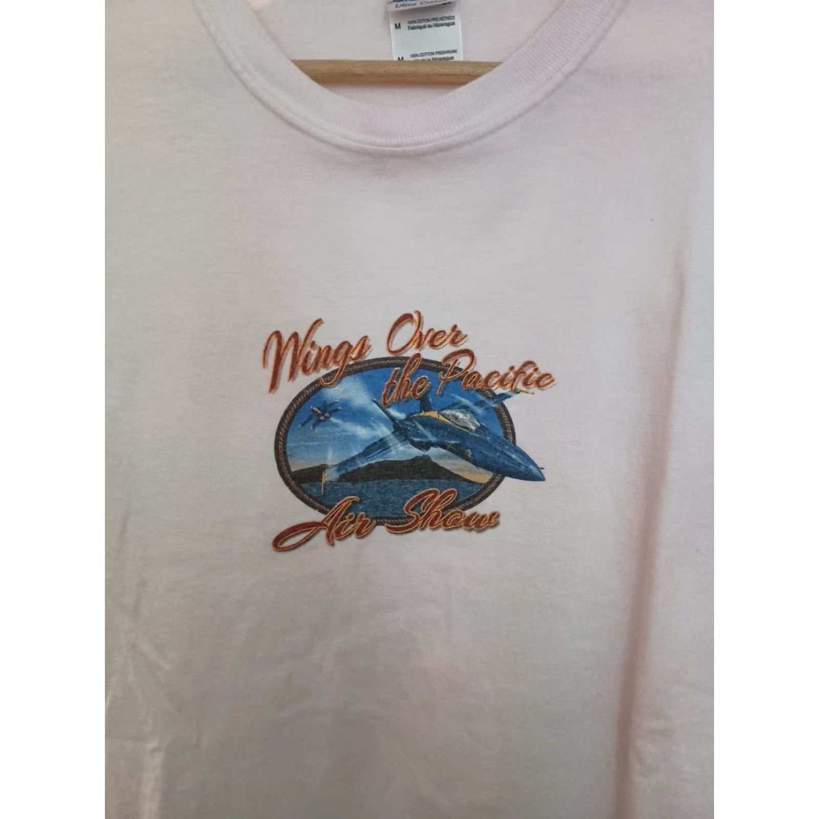 Gildan VINTAGE Airplane Wings Over Pacific Air Show Hawaii Pearl Harbor Tee M White Jets Mens T-Shirt Size US M / EU 48-50 / 2 - 2 Thumbnail