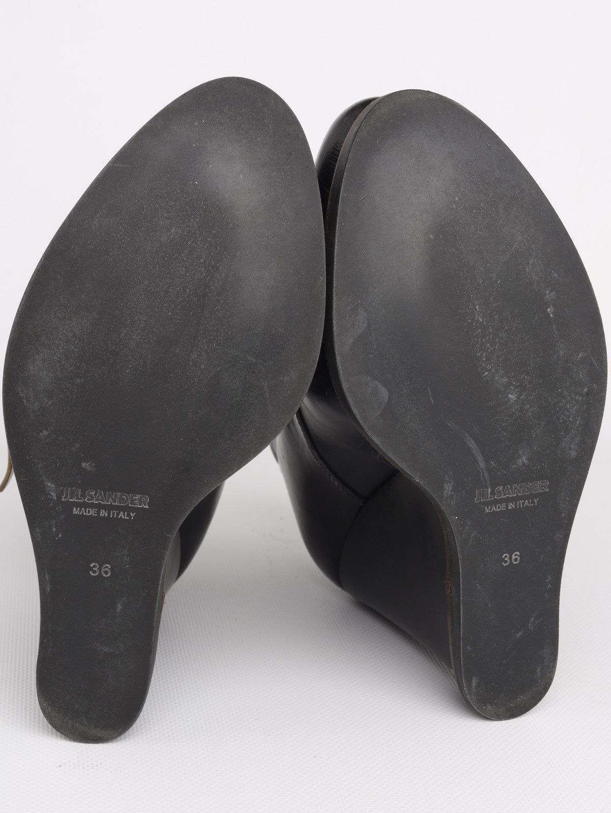Jil Sander Jil Sander Leather Black Hi Heel Boots Platform Wedge Buckle Size US 6 / IT 36 - 19 Thumbnail