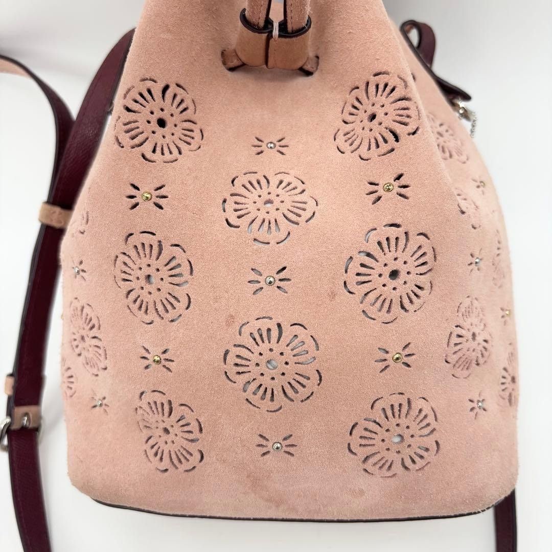 Coach Y2K Tea Rose Coach Suede Bucket Mini Bag Blush Size ONE SIZE - 12 Thumbnail