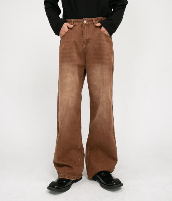 Japanese Brand × Jean Vintage Brown Washed Loose Straight Jeans Size US 32 / EU 48 - 2 Thumbnail