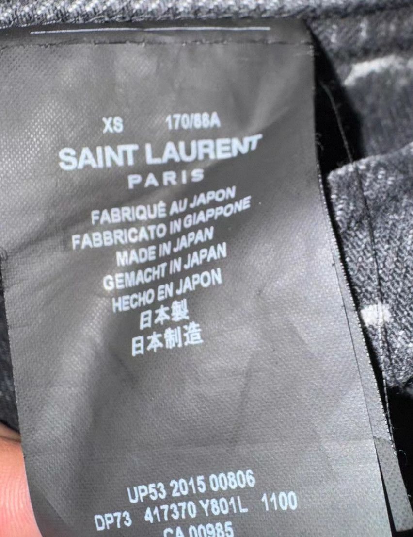 Saint Laurent Paris SLP Distressed Denim Jacket White Black. Size US XS / EU 42 / 0 - 6 Thumbnail