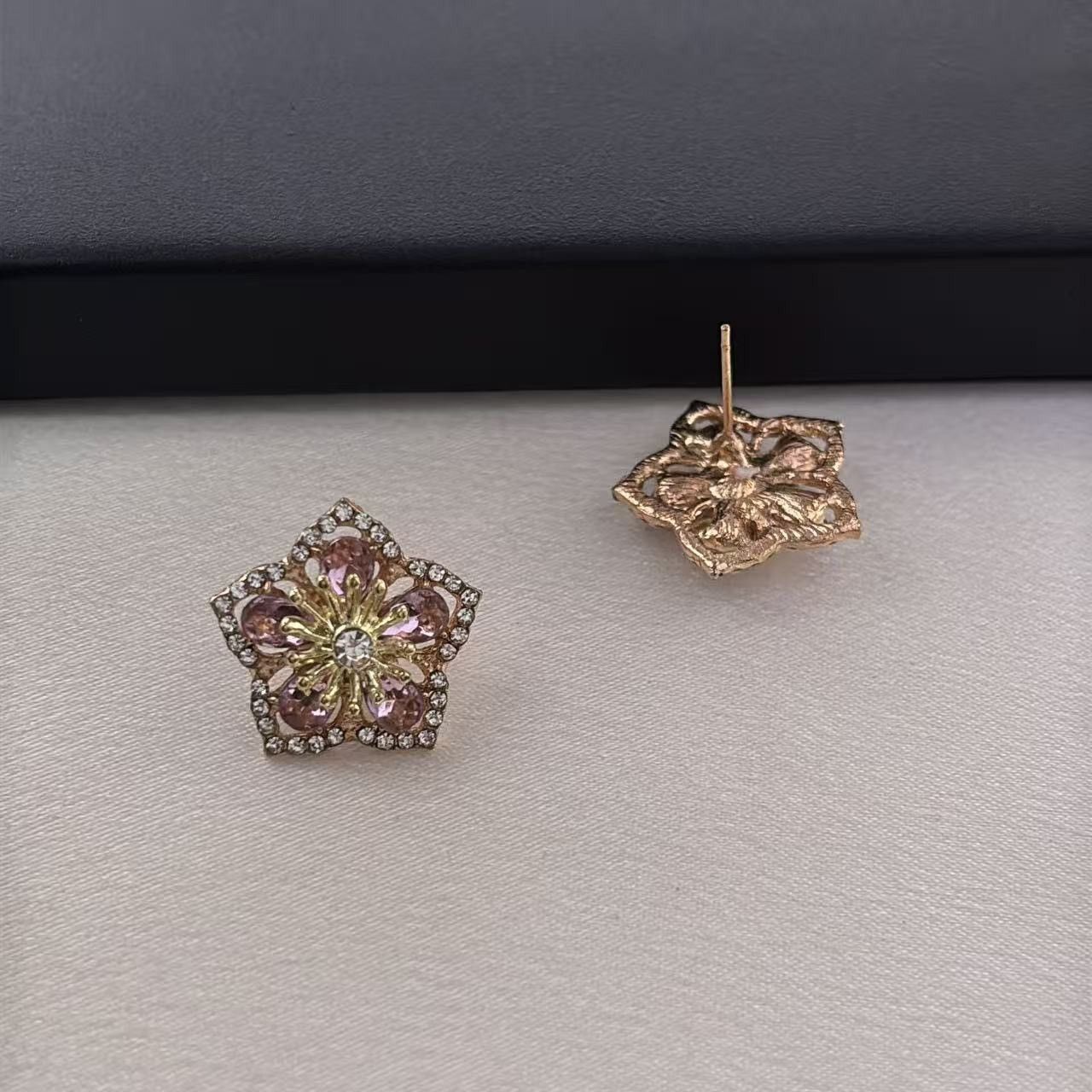 Other CZ Pink Flower Stud Earrings for Women Size ONE SIZE - 4 Thumbnail