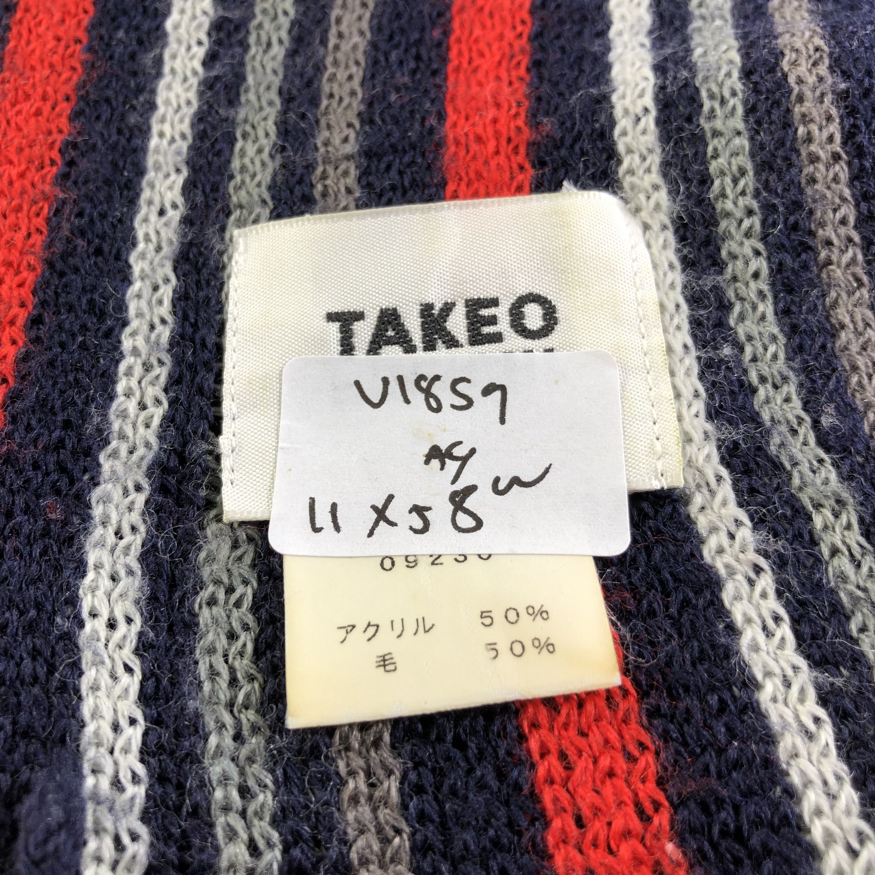 Takeo Kikuchi Takeo Kikuchi Striped Knit Wool Scarf Muffler V1859 Size ONE SIZE - 8 Thumbnail
