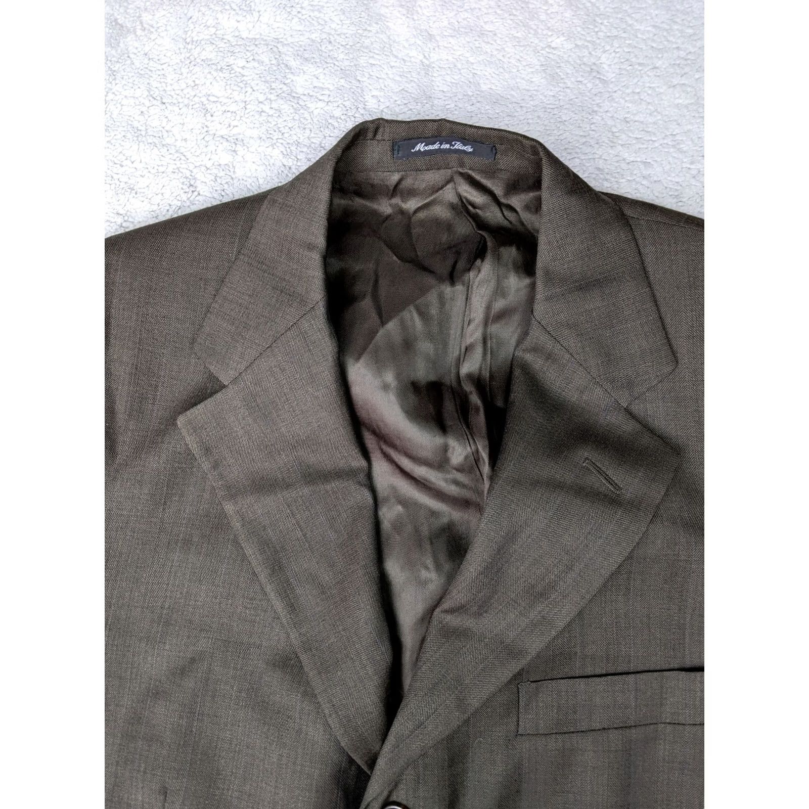 Pronto Uomo Pronto Uomo Firenze Blazer Jacket 40L Gray Herringbone Wool Super 100 Italy Men Thin-Notch Lapel 3 Button Long Sleeve Regular Jacket Size 40R - 5 Thumbnail