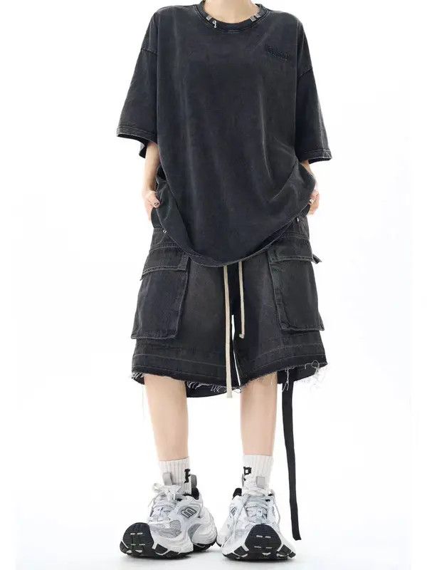 VIBE Vintage High Street Hip Hop Wide Leg Denim Shorts Size US 31 - 3 Thumbnail