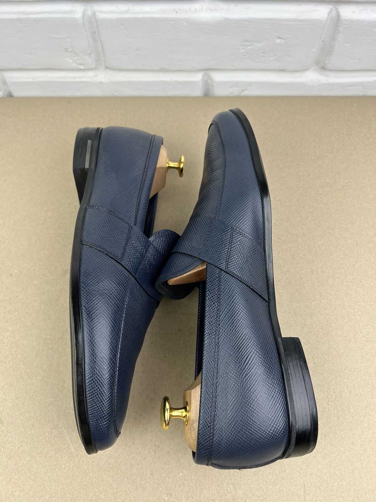 Prada PRADA MILANO Loafers Leather Saffiano Penny Shoes Blue Men's Size US 9 / EU 42 - 10 Thumbnail