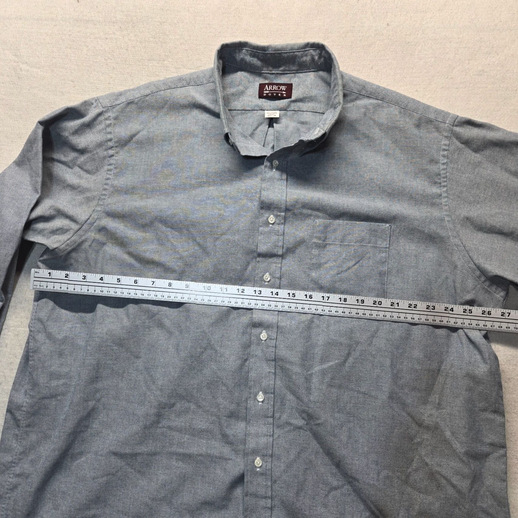 Arrow VINTAGE Arrow Shirt Big & Tall Adult 18.5 Blue Solid Button-Up Wrinkle Resistant Easy Care 35 Regular Mens 18.5 Blue Shirt Size US XXL / EU 58 / 5 - 4 Thumbnail